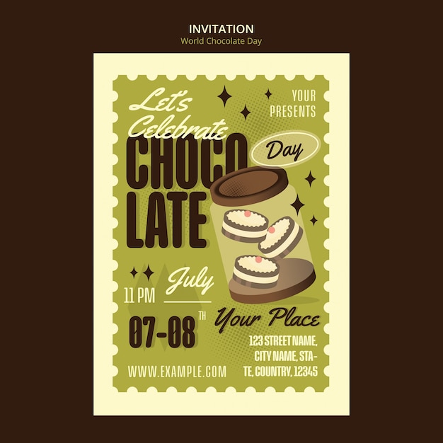 PSD plantilla de invitación del día mundial del chocolate