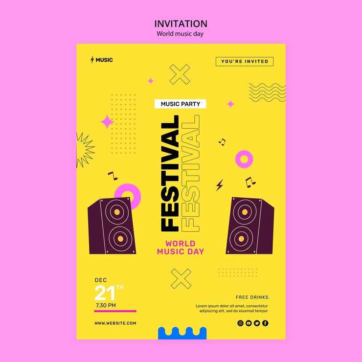 PSD plantilla de invitación del día mundial de la música