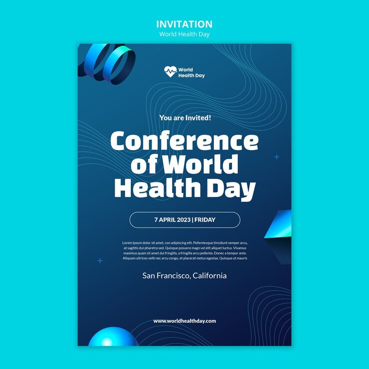 PSD plantilla de invitación del día mundial de la salud con degradado