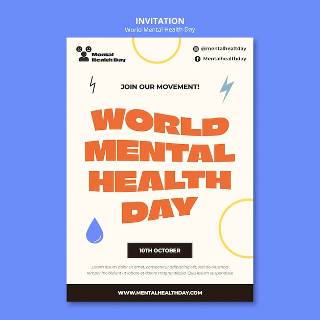 PSD plantilla de invitación del día mundial de la salud mental