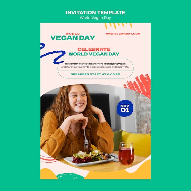 PSD plantilla de invitación del día mundial vegano