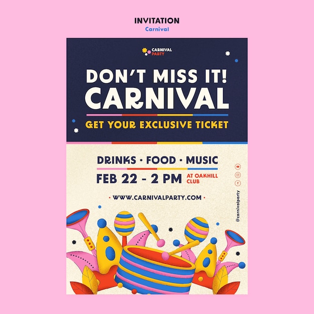 Plantilla de invitación de entretenimiento de carnaval