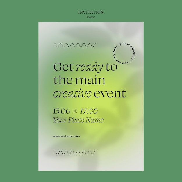 Plantilla de invitación para evento creativo.
