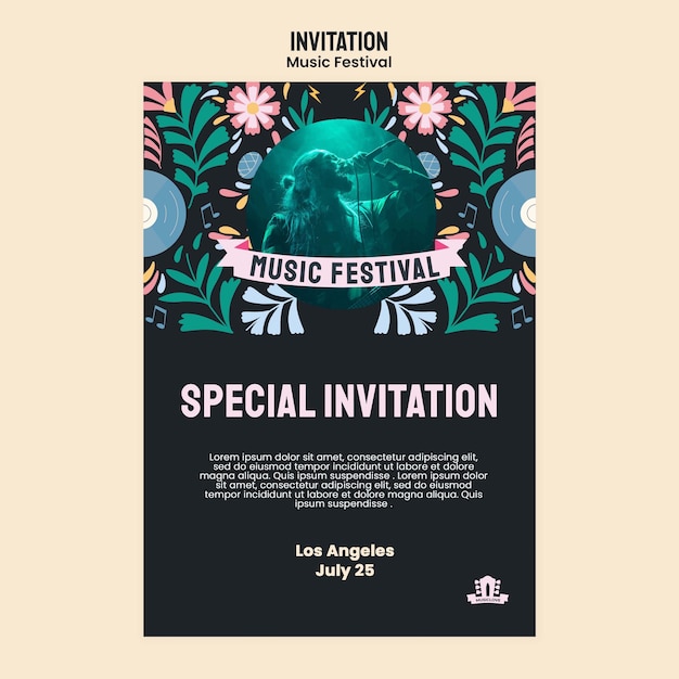 PSD plantilla de invitación de evento de música independiente