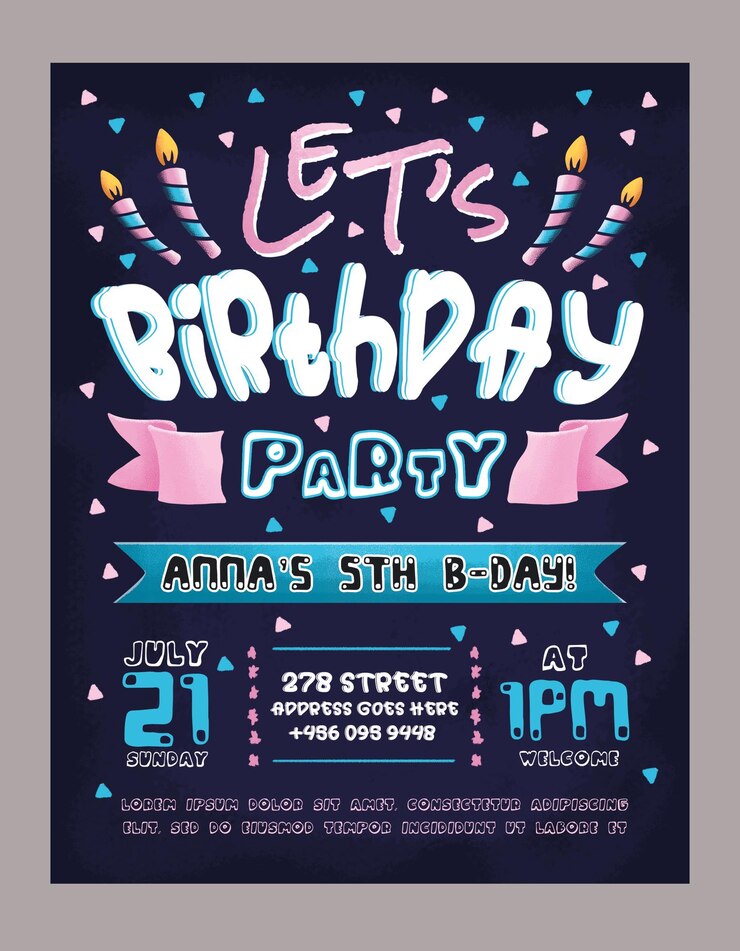 PSD plantilla de invitación para la fiesta de los niños