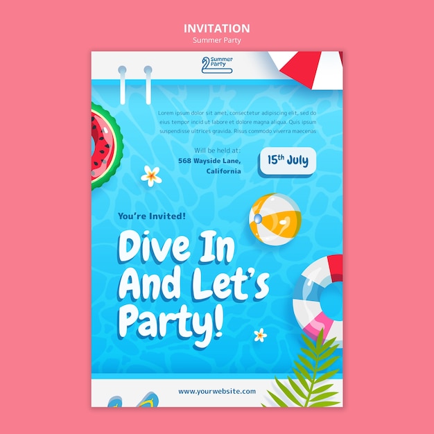 Plantilla de invitación para fiesta de verano