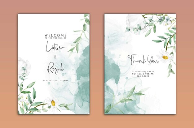 Plantilla de invitación floral de boda psd