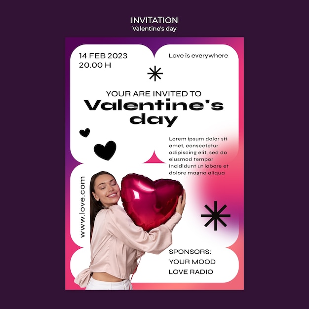 PSD plantilla de invitación de san valentín