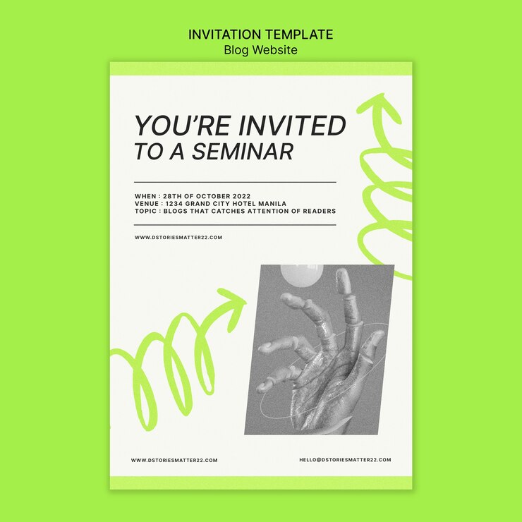 PSD plantilla de invitación de sitio web de blog mínimo