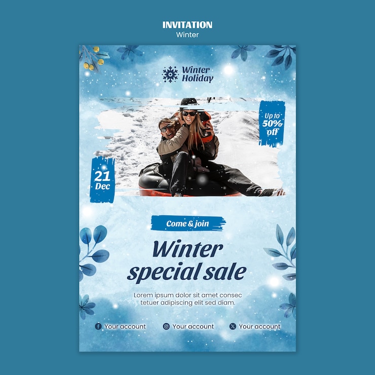 PSD plantilla de invitación de temporada de invierno
