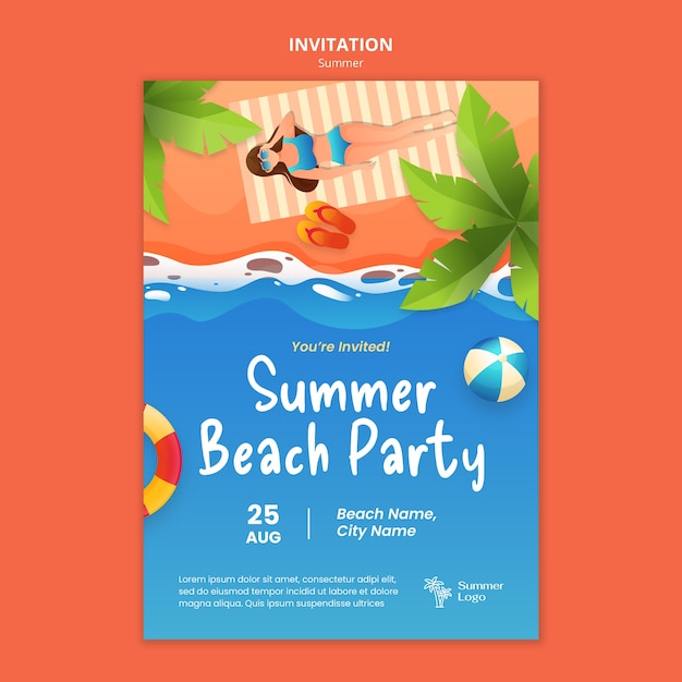 Plantilla de invitación de vacaciones de verano