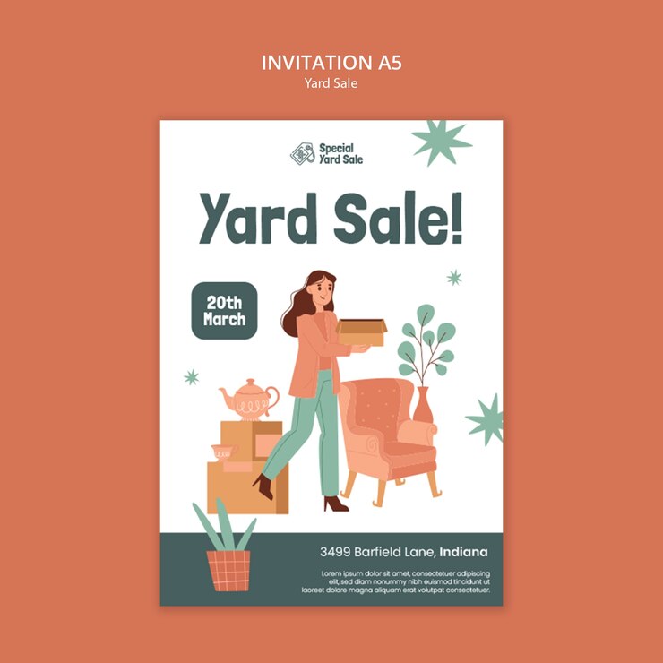 PSD plantilla de invitación a la venta de patio