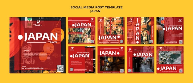 Plantilla de japón de publicación de instagram de diseño plano