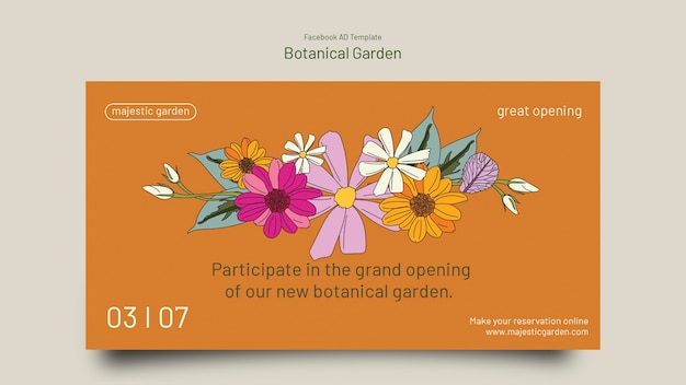 PSD plantilla de jardín botánico de diseño plano