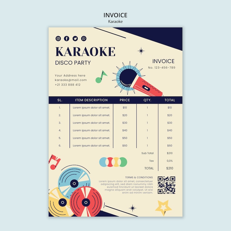 PSD plantilla de karaoke de diseño plano