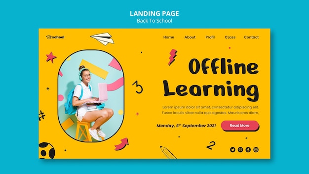 Plantilla de landing page de la vuelta al cole