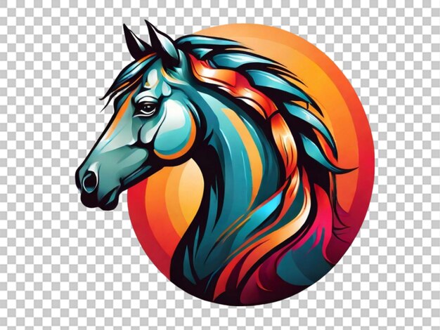 Plantilla de logotipo de mascota de cabeza de caballo diseño de ilustración de icono vectorial en naranja