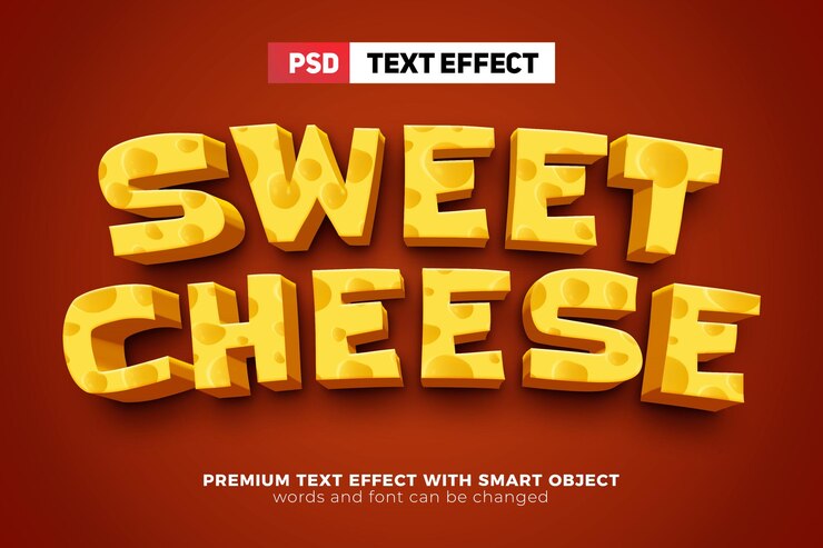 PSD plantilla de logotipo de queso dulce maqueta de efecto de texto editable 3d