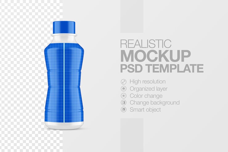 PSD plantilla de maqueta de bebida de botella de plástico realista