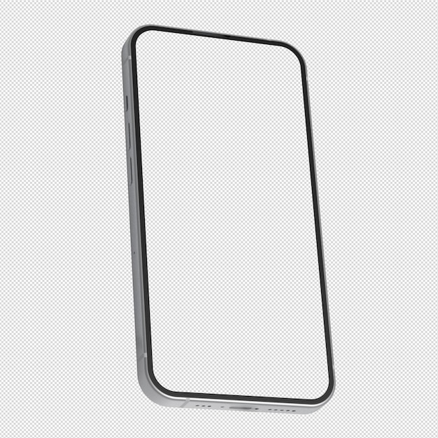 plantilla de maqueta blanca de teléfono inteligente Sólo marco png transparente en el interior aislado pantalla en blanco isométrica