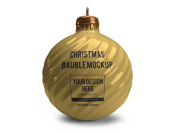 Plantilla de maqueta de bola de adorno de Navidad realista aislada