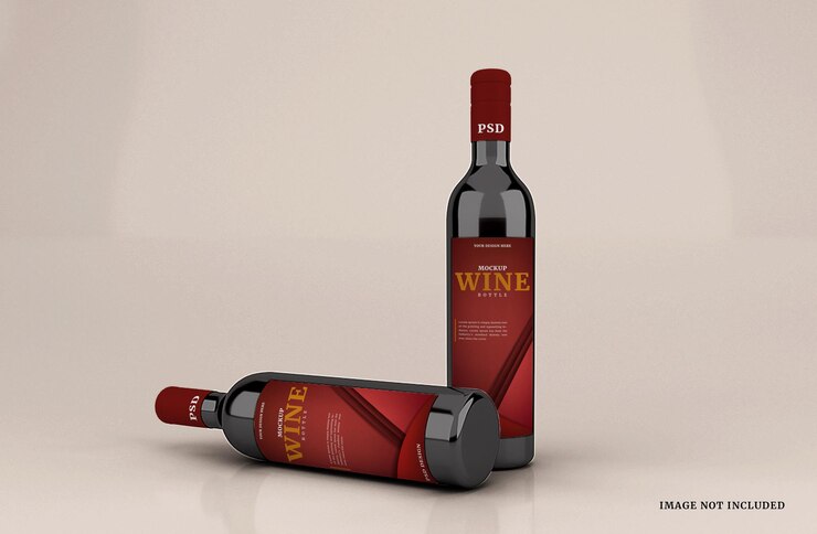Plantilla de maqueta de botella de vino de vidrio realista