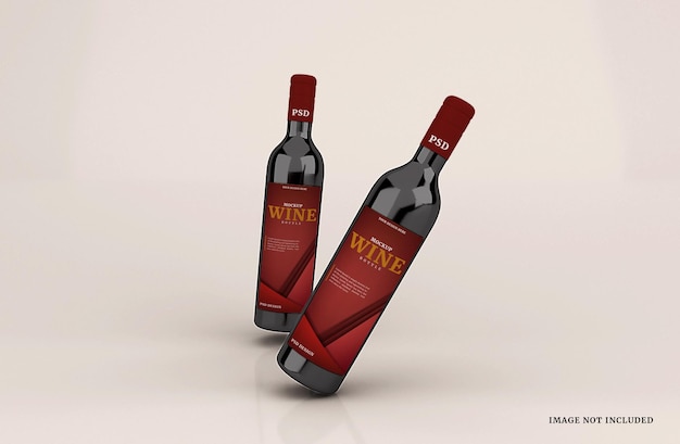 Plantilla de maqueta de botella de vino de vidrio realista