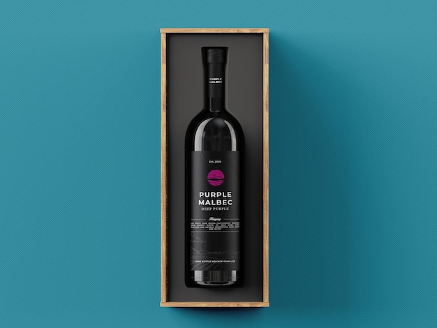 PSD plantilla de maqueta de caja de regalo de vino