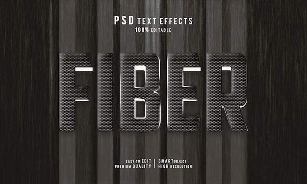 Plantilla de maqueta de capa de efectos de texto editable 3d de fibra creativa
