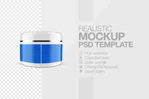 PSD plantilla de maqueta de crema cosmética plástica realista con anillo metálico