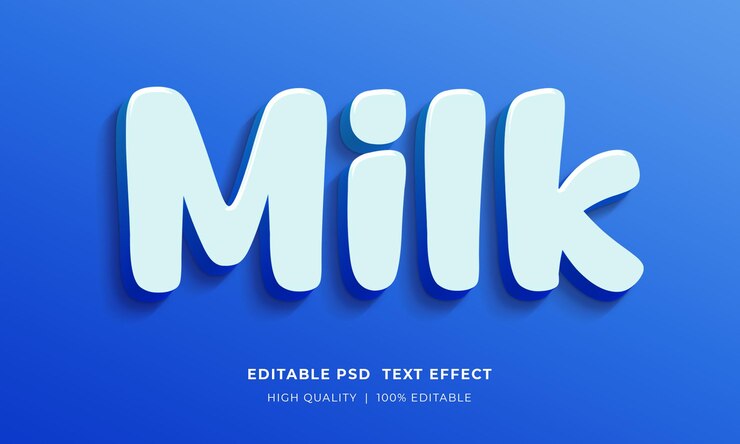 PSD plantilla de maqueta de efecto de estilo de texto 3d editable de leche