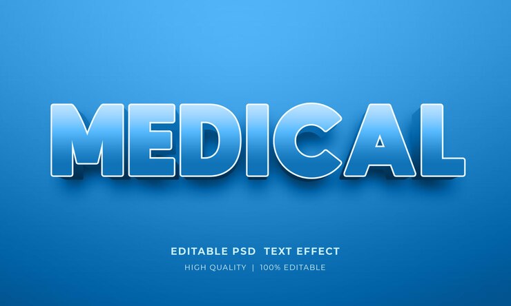 PSD plantilla de maqueta de efecto de estilo de texto 3d editable médico