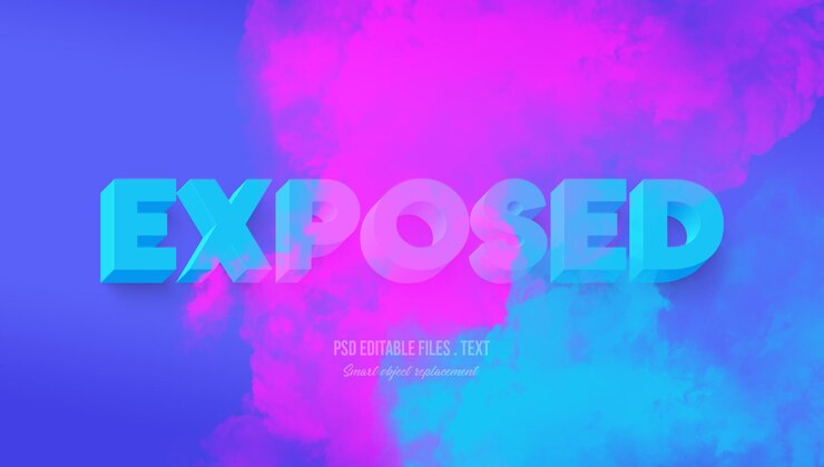 PSD plantilla de maqueta de efecto de estilo de texto 3d expuesto