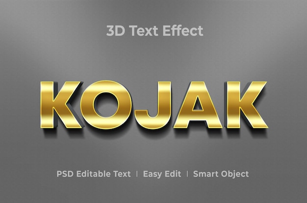 Plantilla de maqueta de efecto de estilo de texto 3D KOJAK Premium