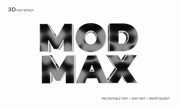 Plantilla de maqueta de efecto de estilo de texto 3d Mod Max