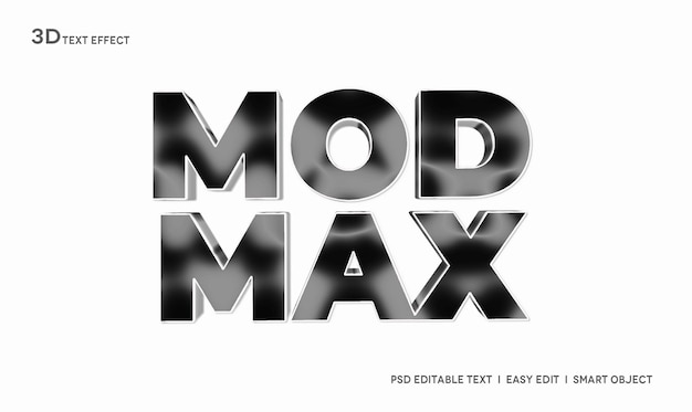 Plantilla de maqueta de efecto de estilo de texto 3d Mod Max