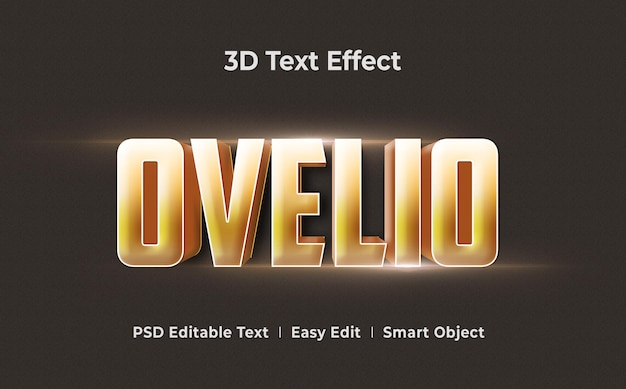 Plantilla de maqueta de efecto de estilo de texto 3d de ovelio premium