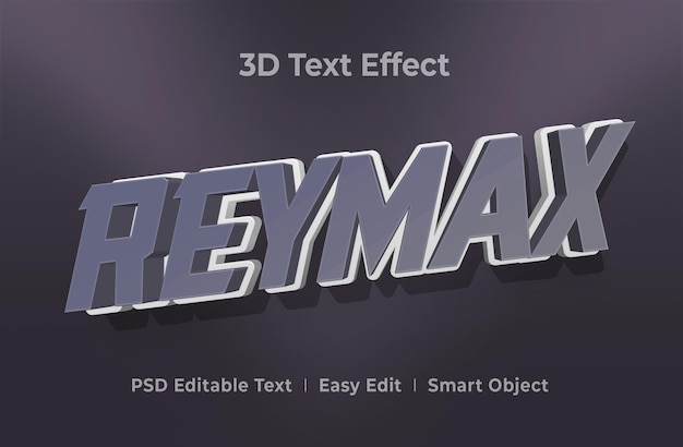 Plantilla de maqueta de efecto de estilo de texto 3d reymax premium
