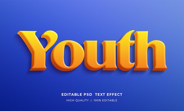 Plantilla de maqueta de efecto de estilo de texto en negrita editable 3d para jóvenes