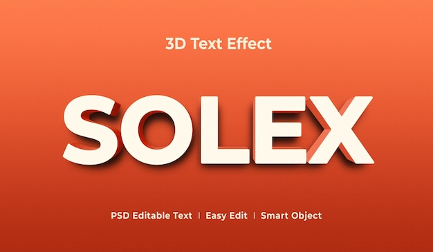 plantilla de maqueta de efecto de texto 3d solex