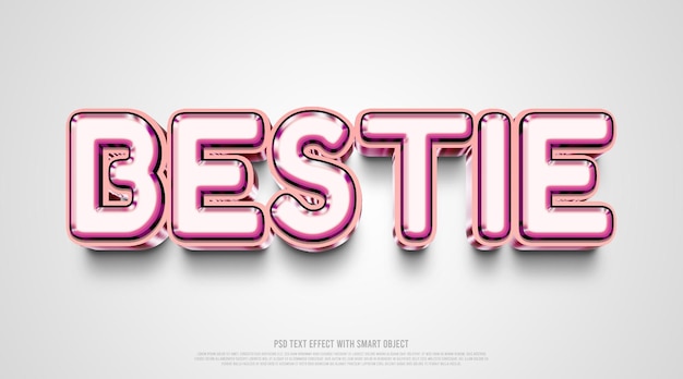 Plantilla de maqueta de efecto de texto editable 3d bestie