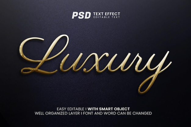 Plantilla de maqueta de efecto de texto editable de lujo dorado 3d PSD Premium