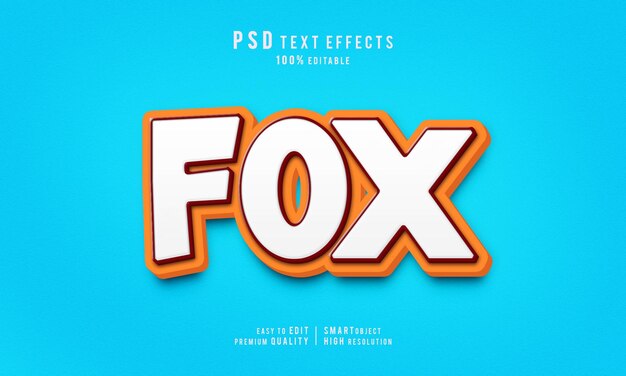 Plantilla de maqueta de efectos de texto editables en 3D de Creative Fox