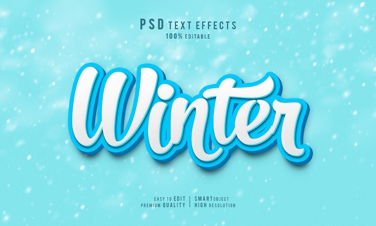 PSD plantilla de maqueta de efectos de texto editables en 3d de invierno creativo