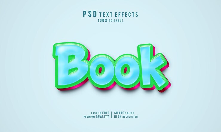 PSD plantilla de maqueta de efectos de texto editables en 3d de libro creativo