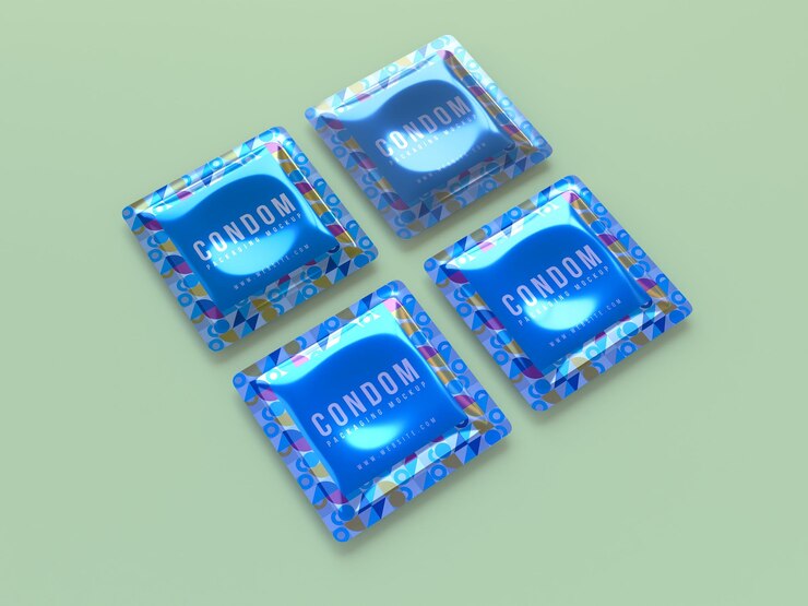 PSD plantilla de maqueta de empaque de condones
