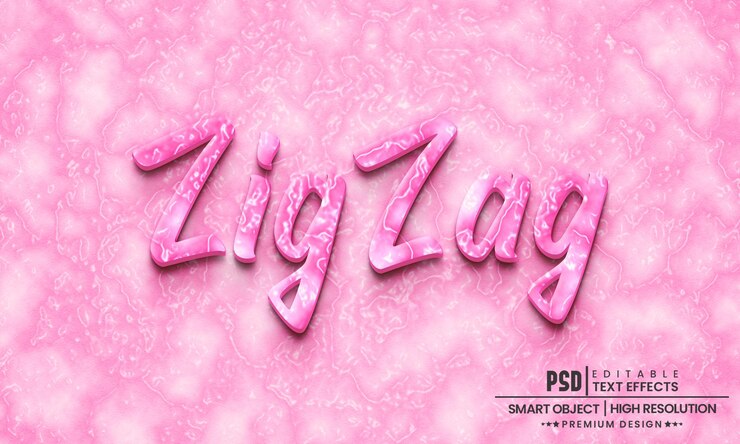 PSD plantilla de maqueta de estilo de capa de efecto de texto editable 3d zig zag