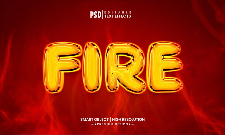 PSD plantilla de maqueta de estilo de capa de efecto de texto editable de fuego 3d
