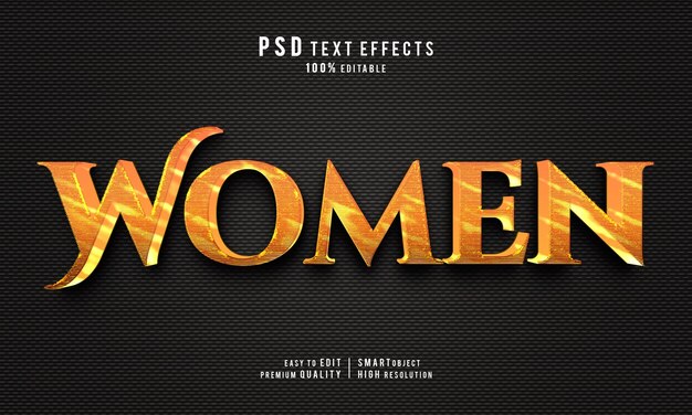Plantilla de maqueta de estilo de capa de efectos de texto editable 3d de Creative Women