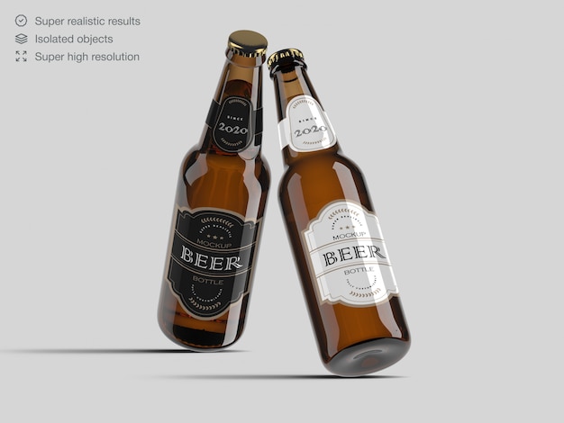 PSD plantilla de maqueta de etiqueta de botella de cerveza realista